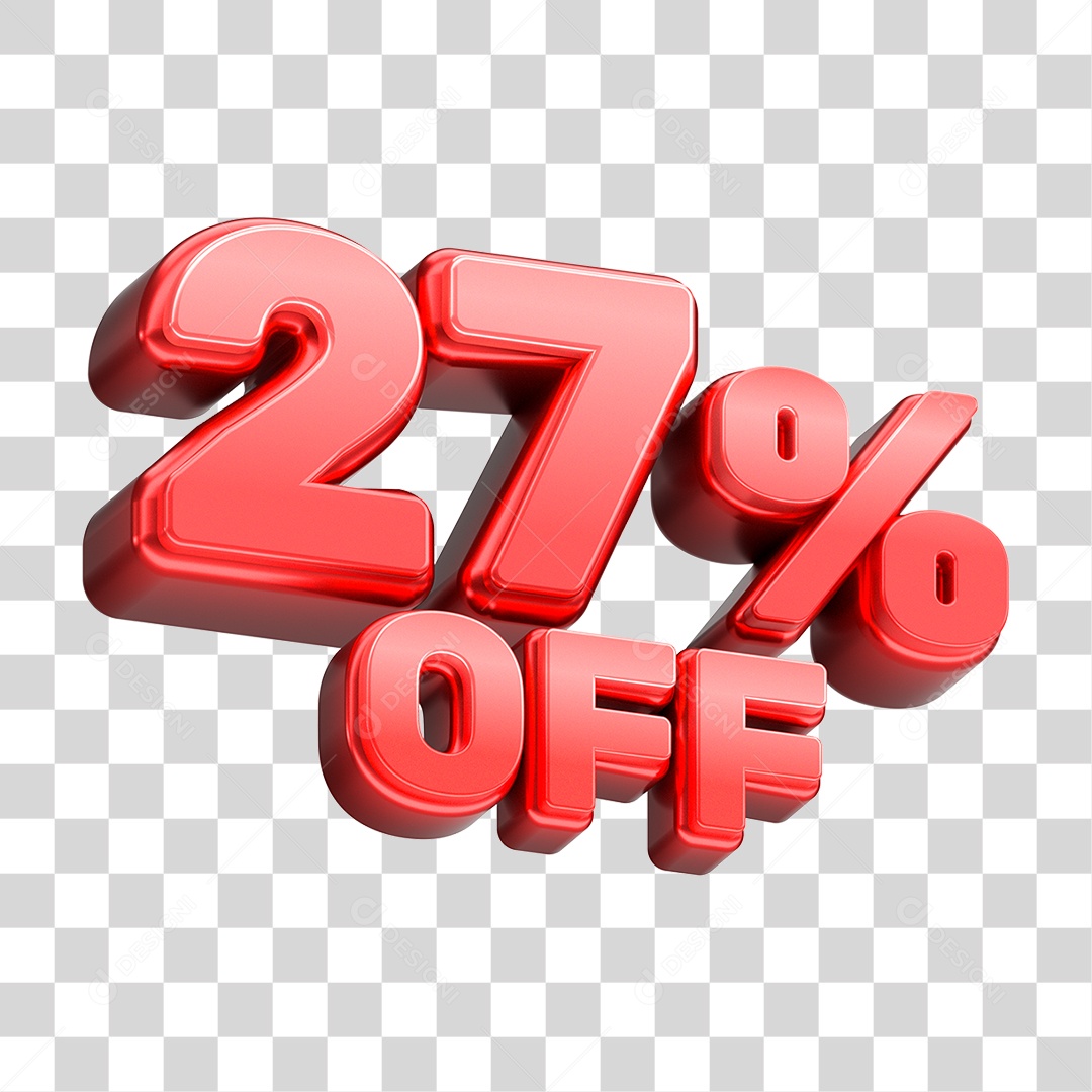 Número 3D 27% OFF Vermelho Elemento Para Composição PNG Transparente
