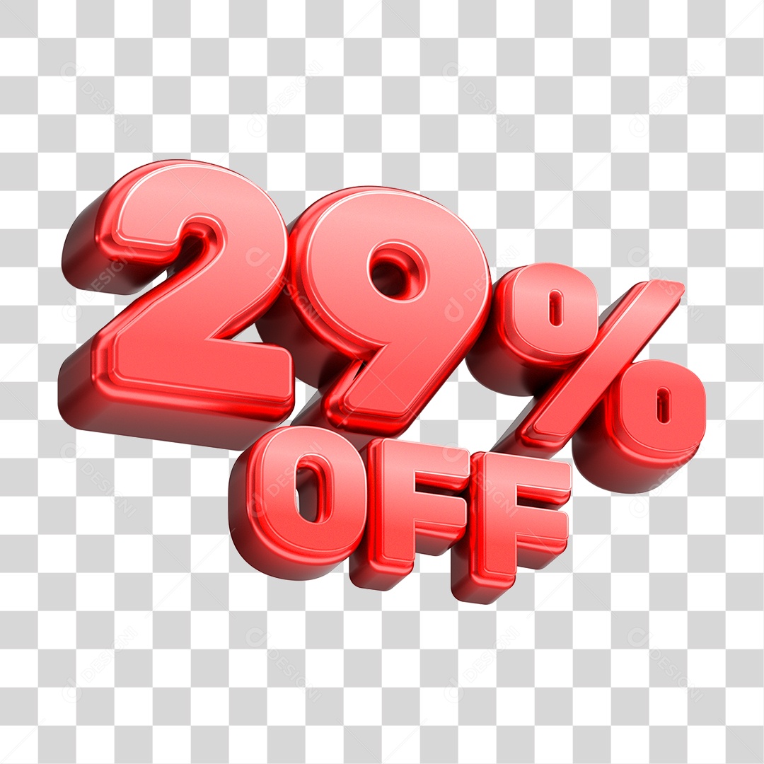 Número 3D 29% OFF Vermelho Elemento Para Composição PNG Transparente
