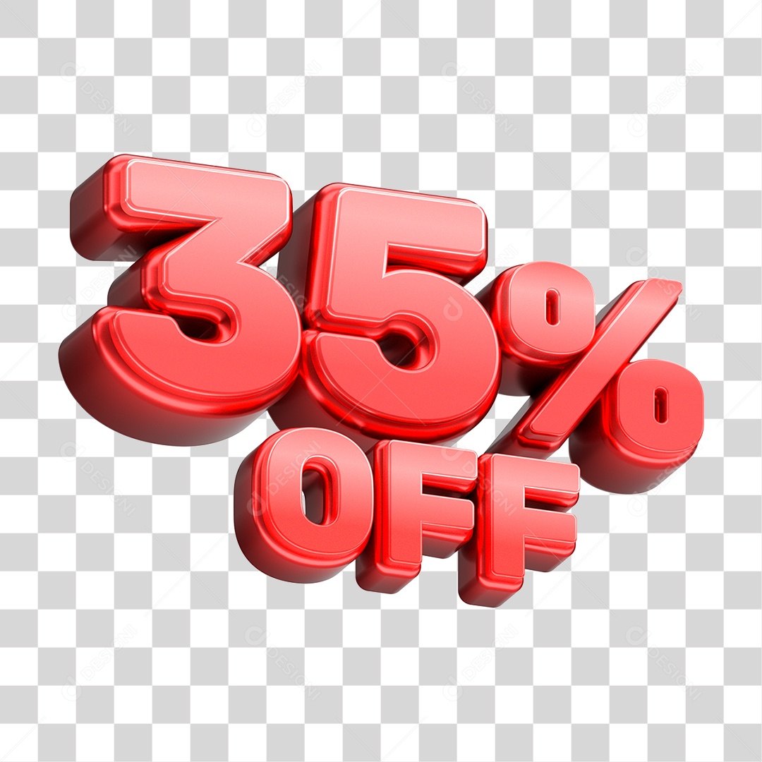 Número 3D 35% OFF Vermelho Elemento Para Composição PNG Transparente