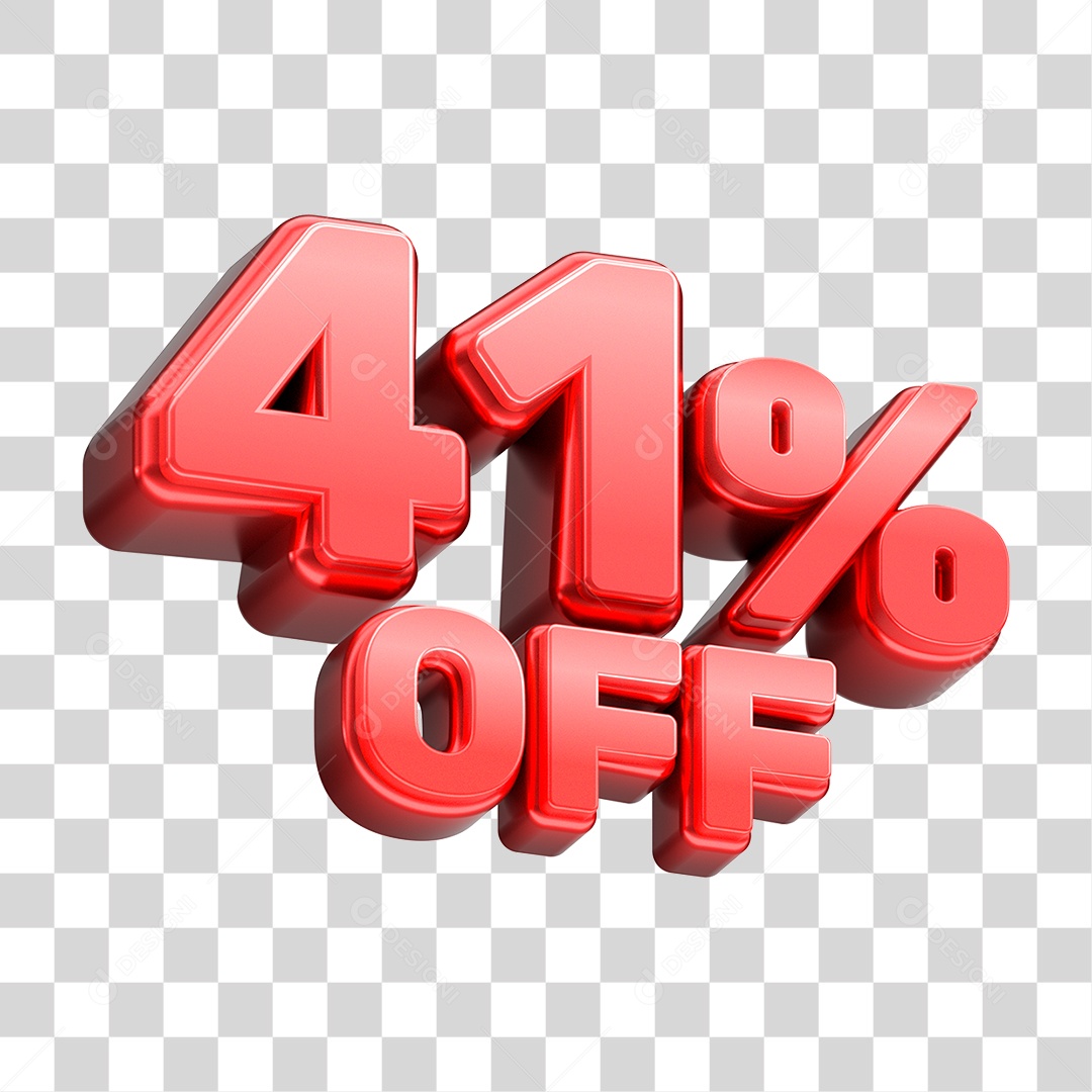 Número 3D 41% OFF Vermelho Elemento Para Composição PNG Transparente