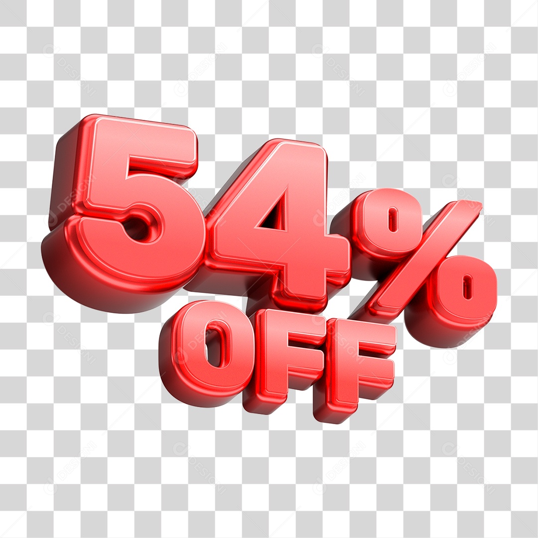 Número 3D 54% OFF Vermelho Elemento Para Composição PNG Transparente