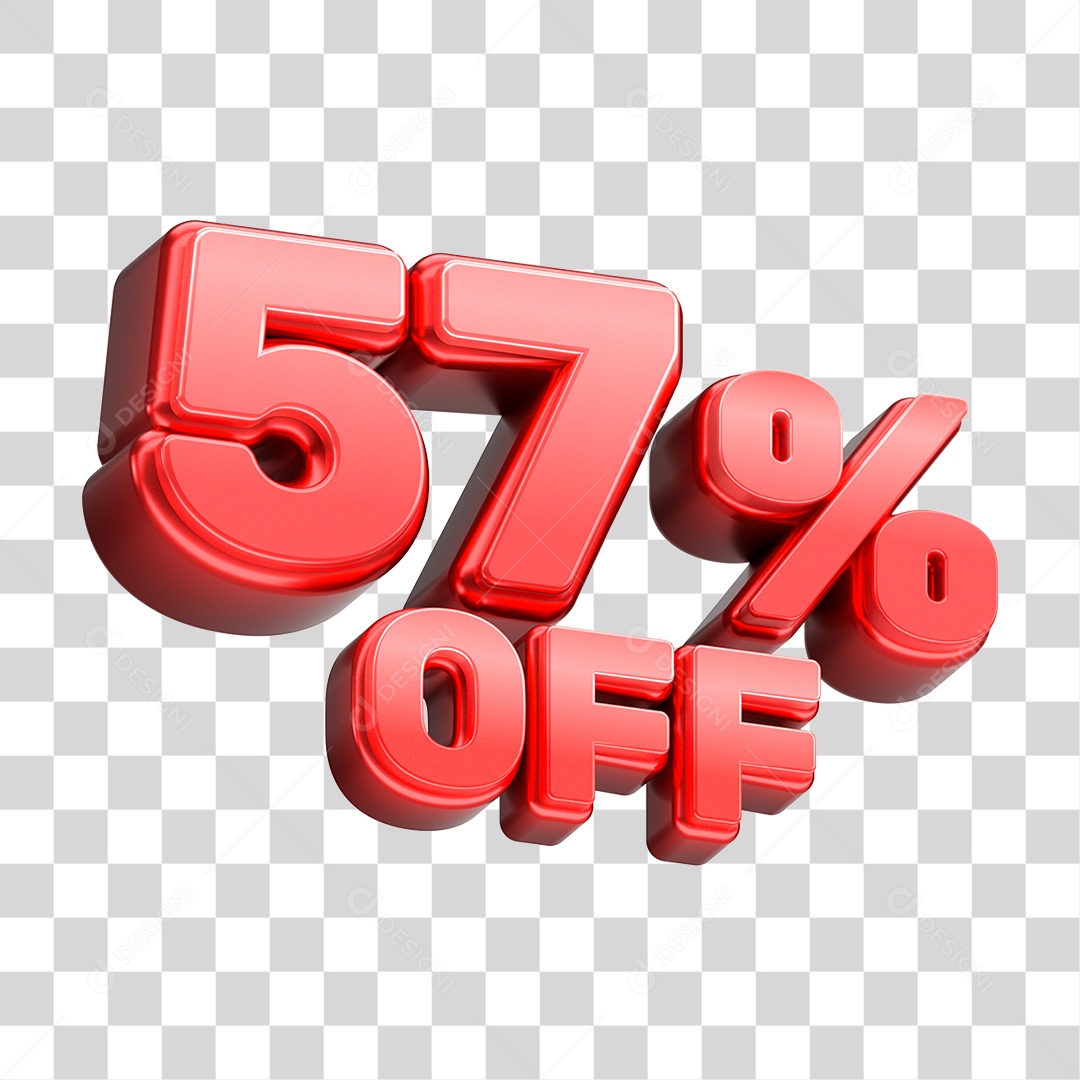 Número 3D 50% OFF Vermelho Elemento Para Composição PNG Transparente