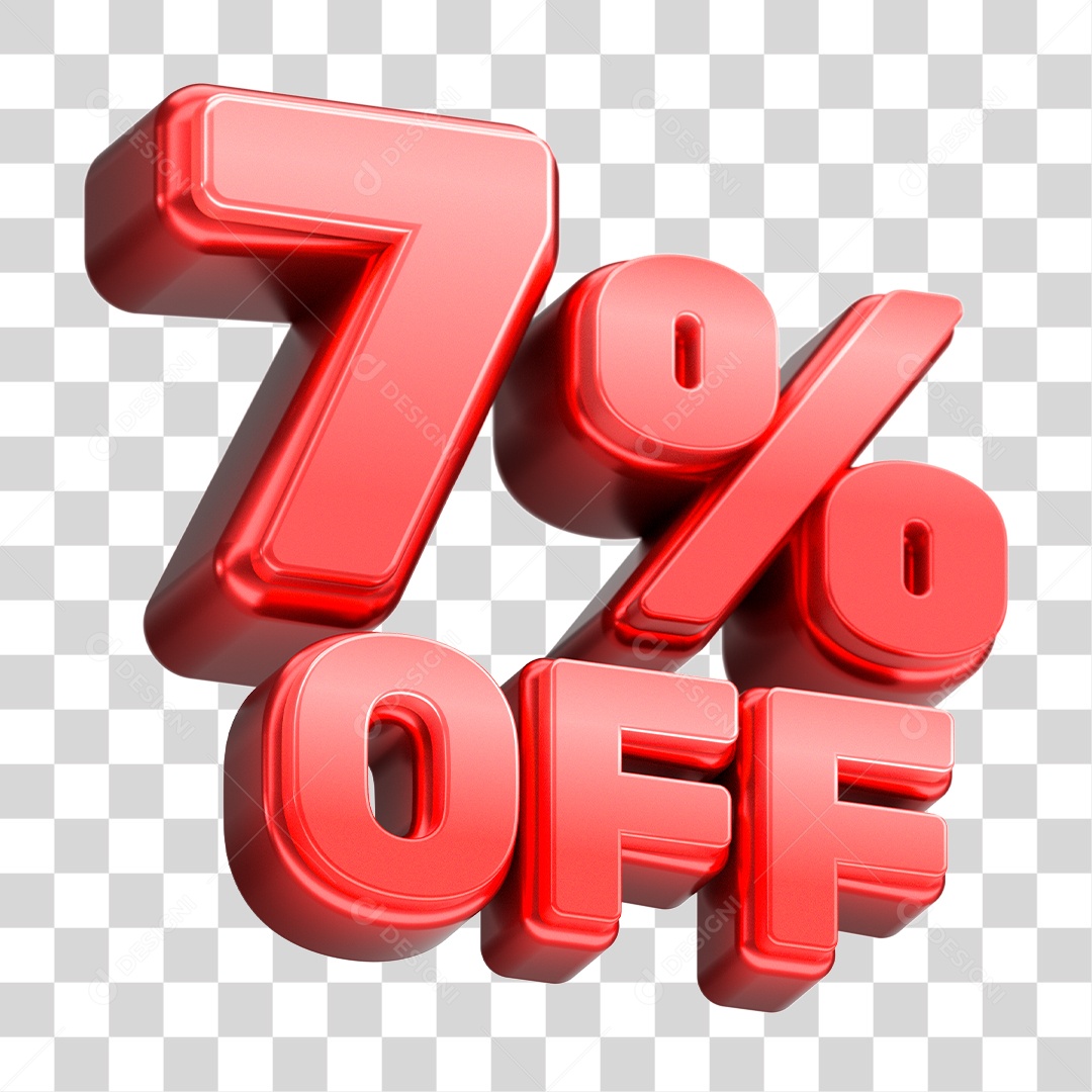 Number 3D 7% OFF Red Element For PNG Composition Transparent