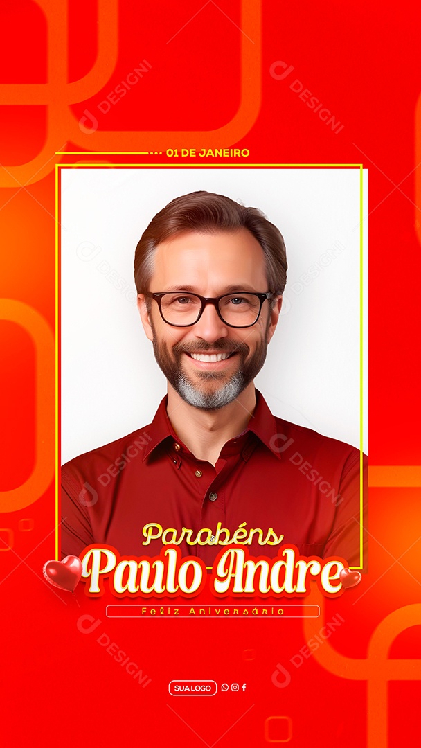 Story Feliz Aniversário Paulo Andre Social Media PSD Editável