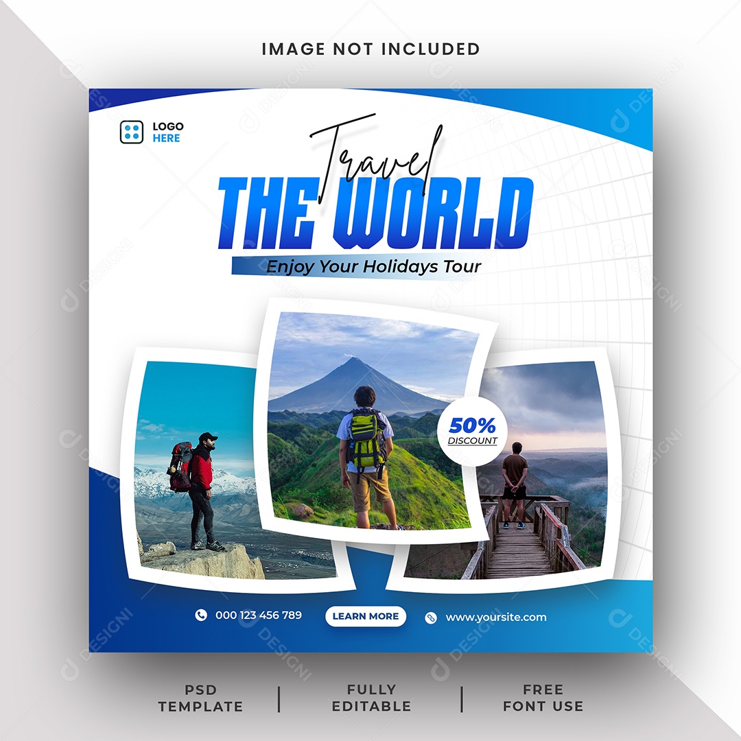 Agência de Viagem Explore o Mundo Social Media PSD Editável