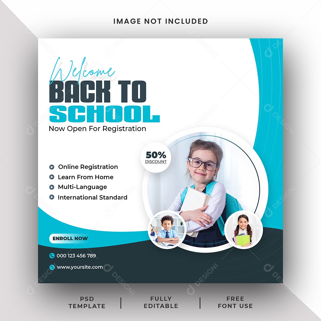 Escola de Admissão Social Media PSD Editável