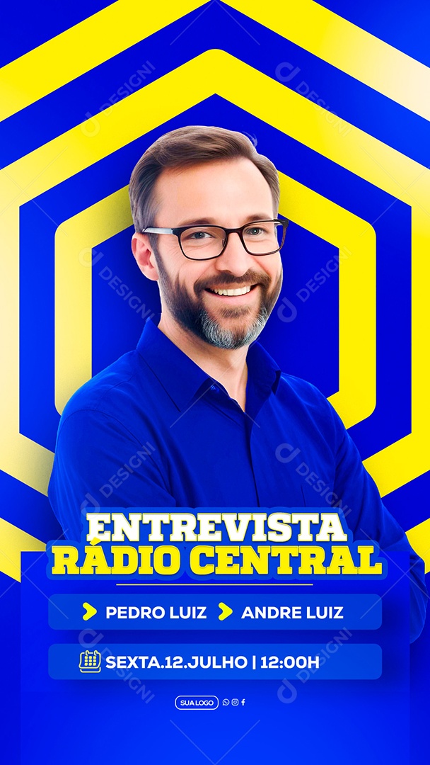 Story Entrevista Rádio Central Social Media PSD Editável