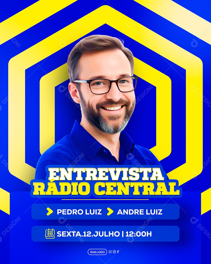 Entrevista Rádio Central Social Media PSD Editável