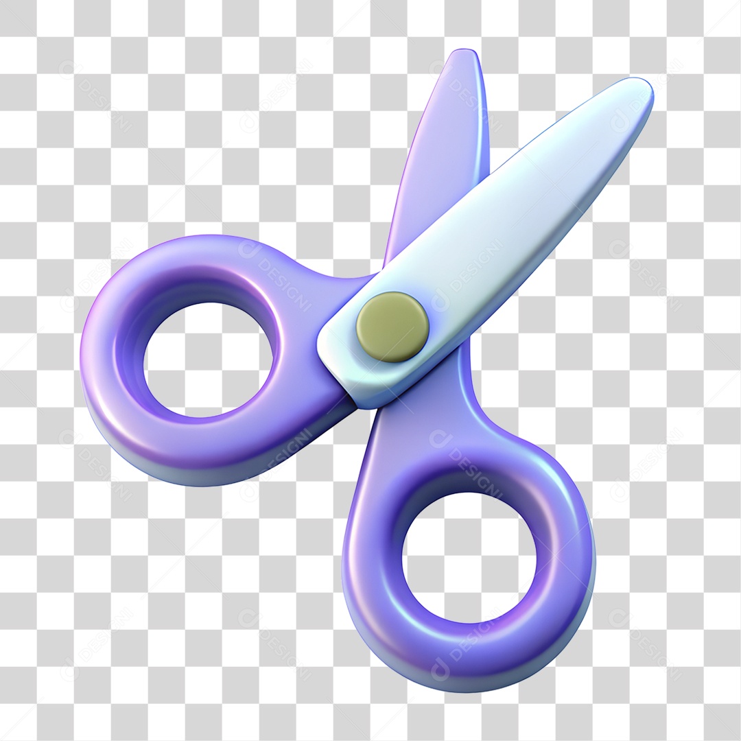 Tesoura Infantil Elemento 3D Para Composição PNG Transparente