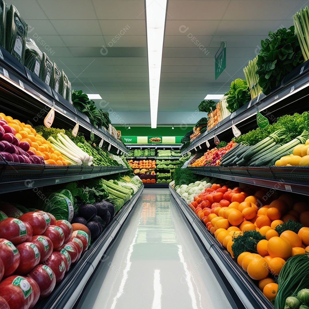 Corredor de hortifruti de um mercado