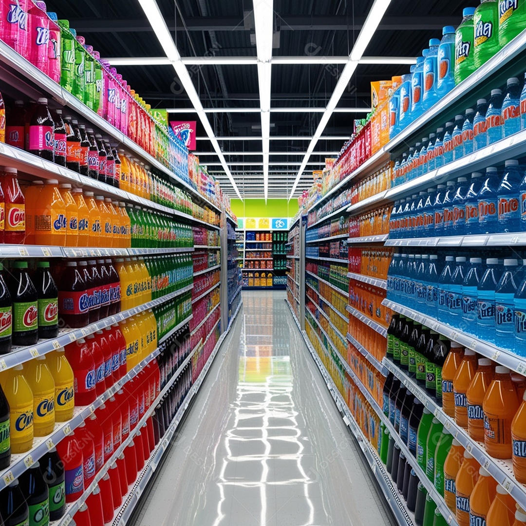 Supermercado corredor bem organizados