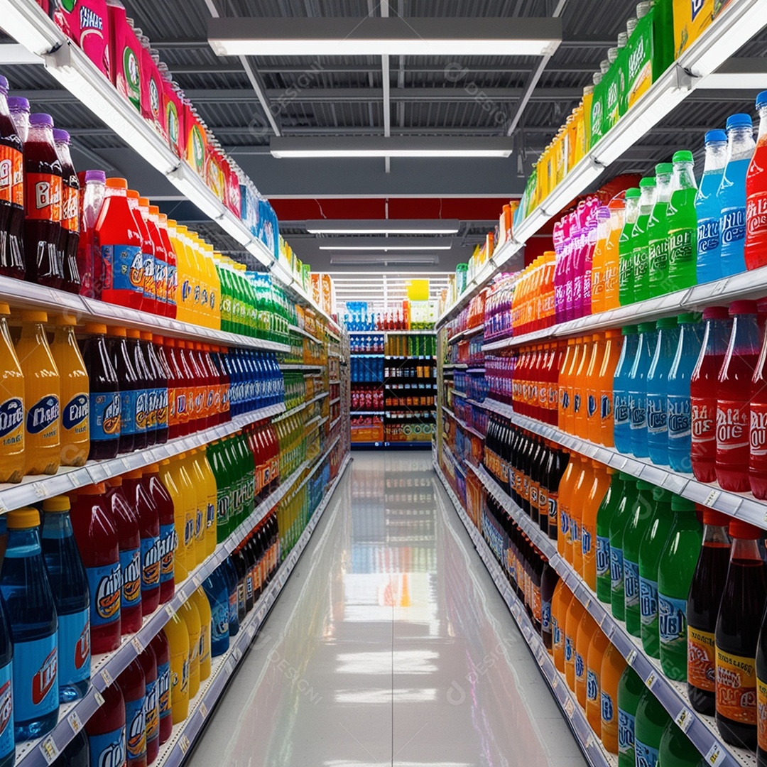 Prateleiras bem organizadas de uma mercearia