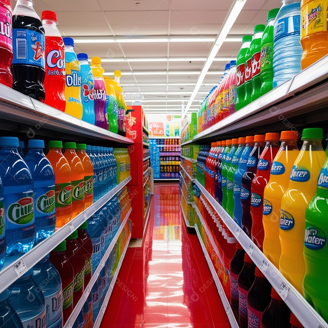 Prateleiras bem organizadas de uma mercearia