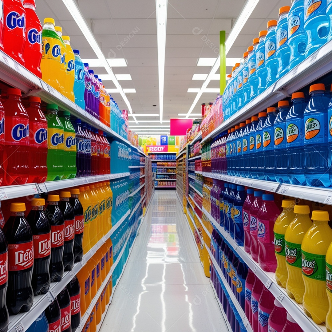 Prateleiras bem organizadas de uma mercearia