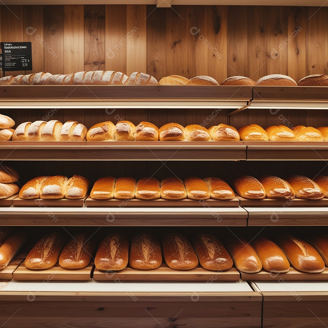Vitrine de padaria com bolos deliciosos