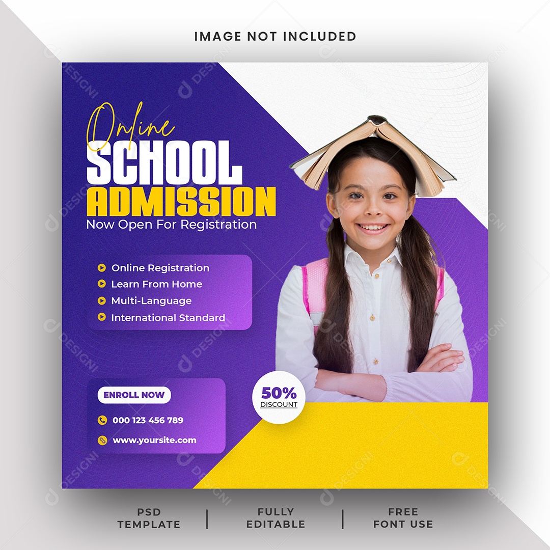 Escola de Admissão Social Media PSD Editável