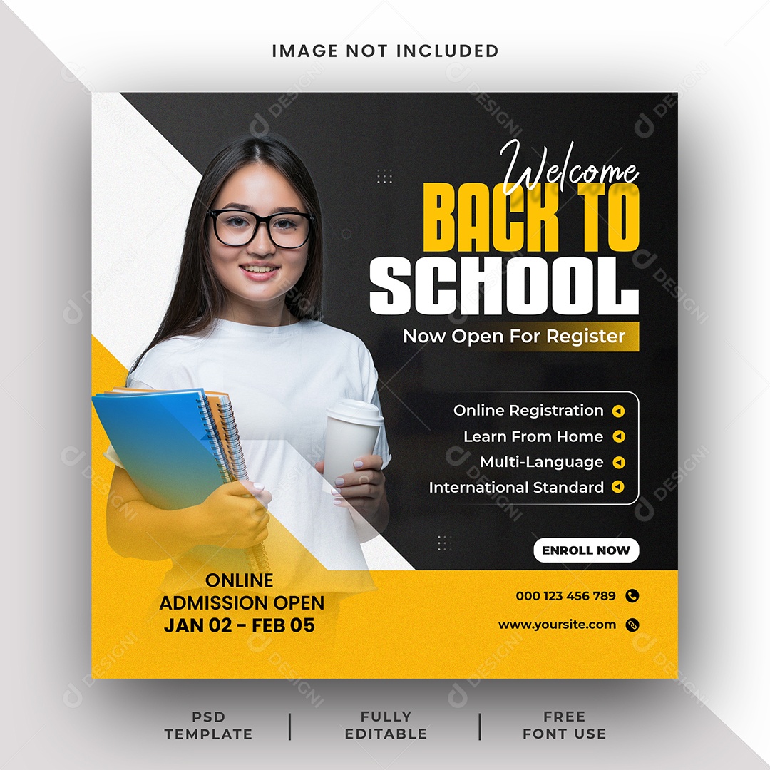 Escola de Admissão Social Media PSD Editável