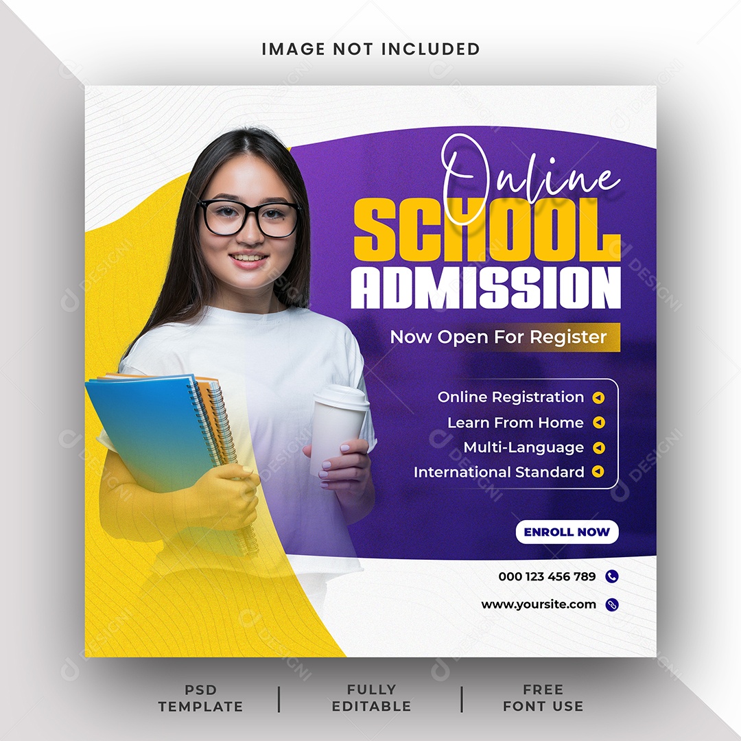 Escola de Admissão Social Media PSD Editável