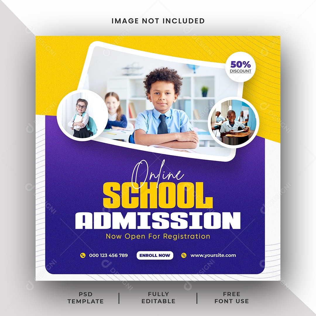 Escola de Admissão Social Media PSD Editável