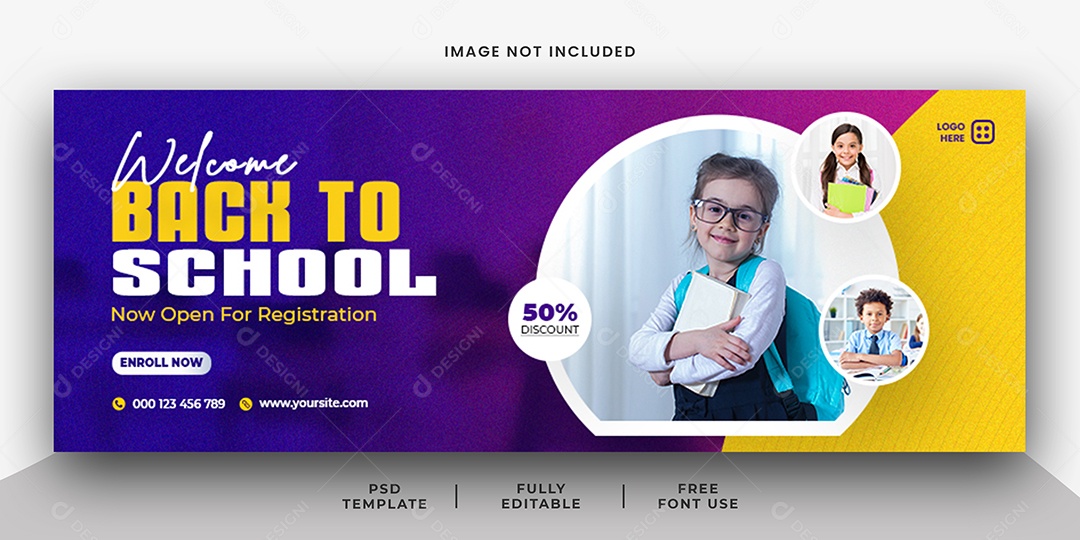 Banner Escola de Admissão Social Media PSD Editável