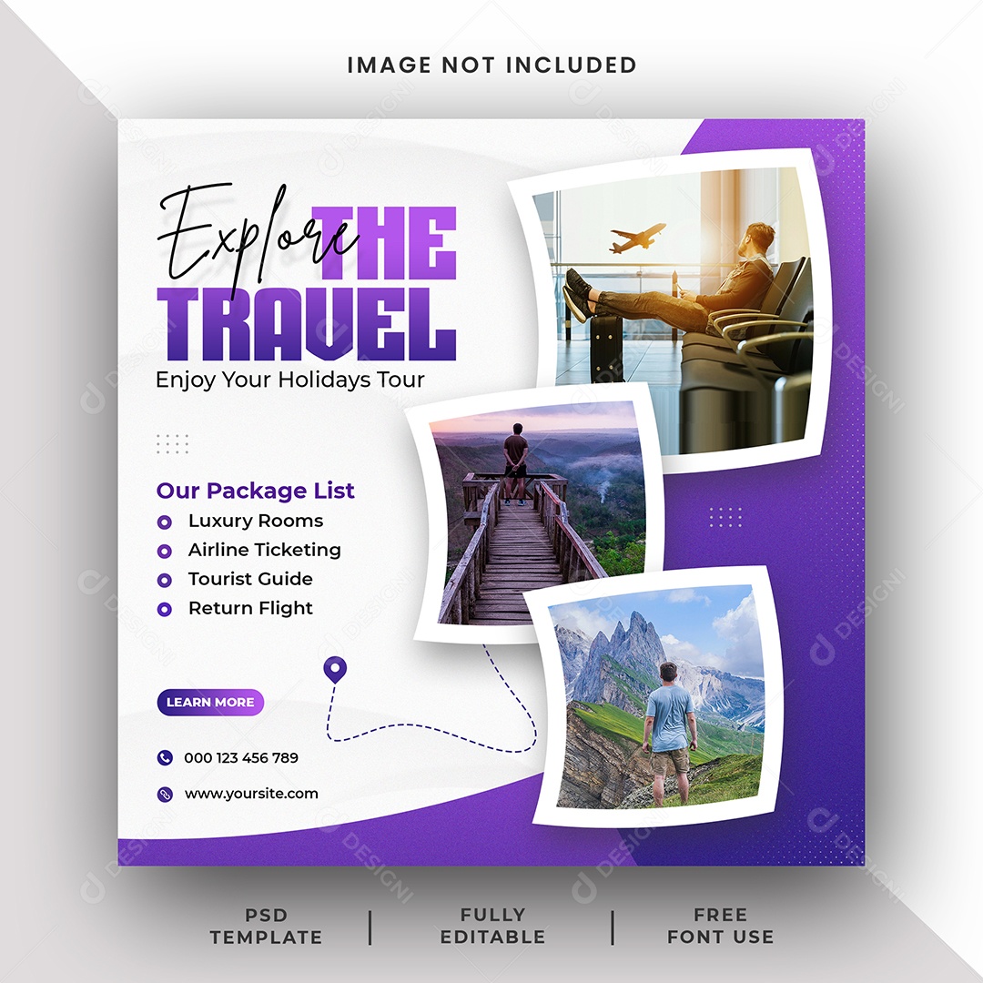 Agência de Viagem Explore o Mundo Social Media PSD Editável