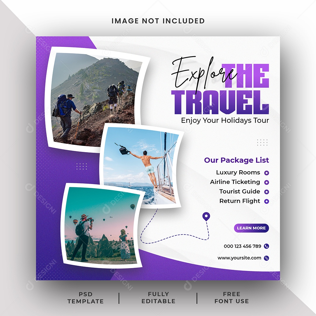 Agência de Viagem Explore O Mundo Social Media PSD Editável