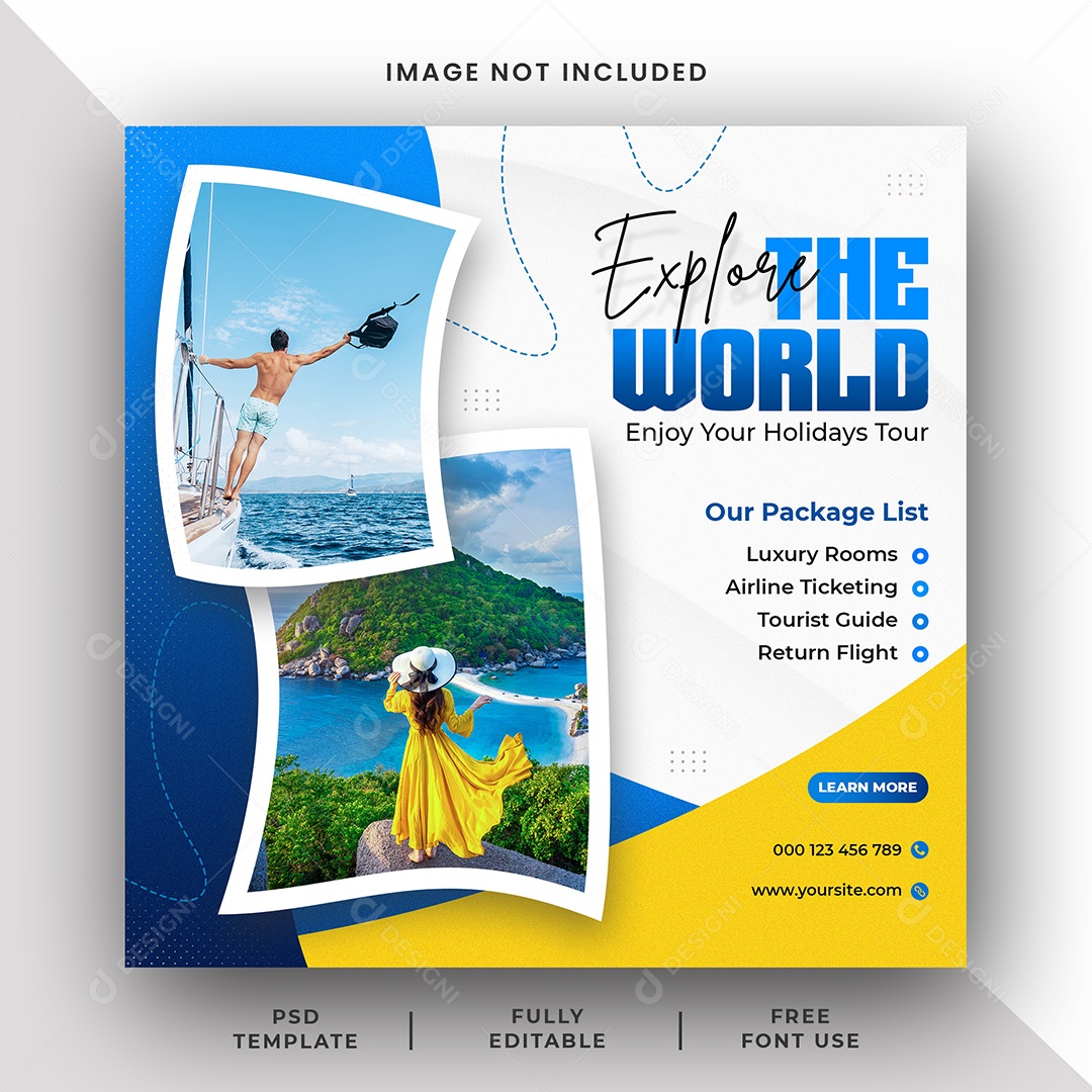 Agência de Viagem Explore o Mundo Social Media PSD Editável