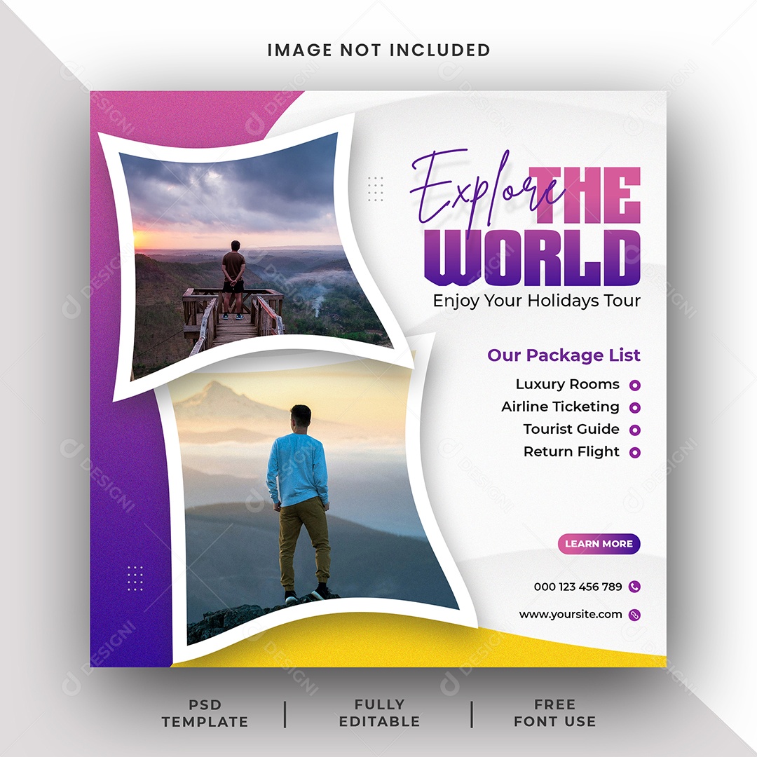 Agência de Viagem Explore o Mundo Social Media PSD Editável