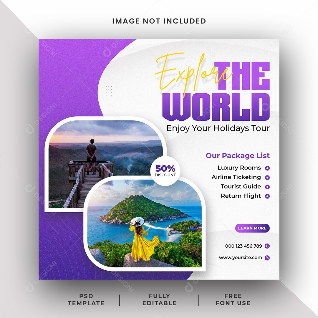 Agência de Viagem Explore O Mundo Social Media PSD Editável