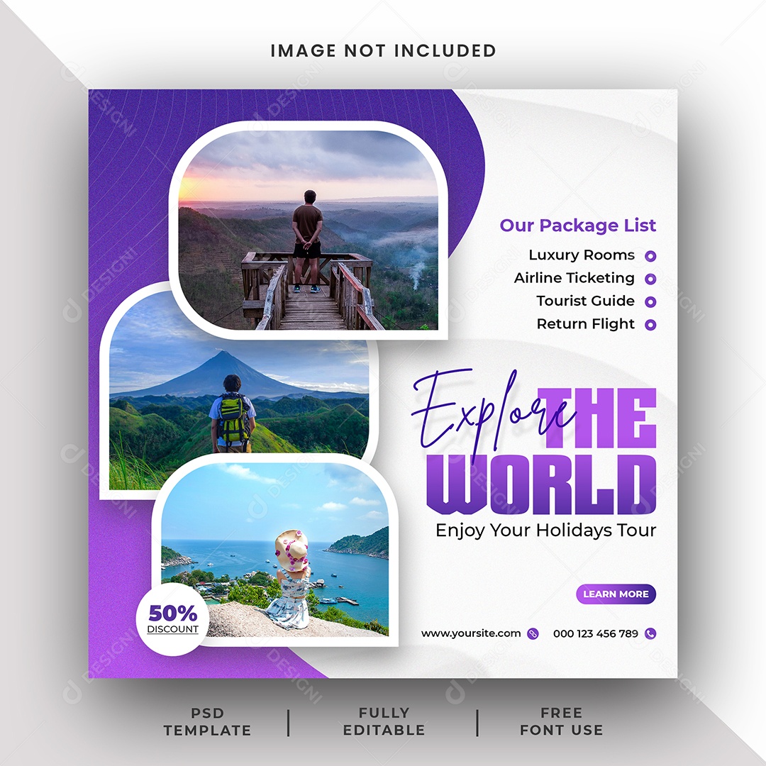 Agência de Viagem Explore o Mundo Social Media PSD Editável
