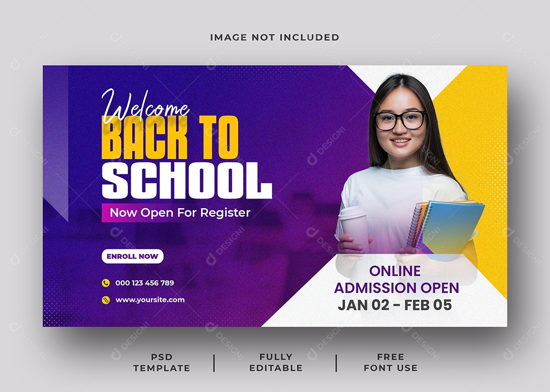 Banner Escola de Admissão Social Media PSD Editável