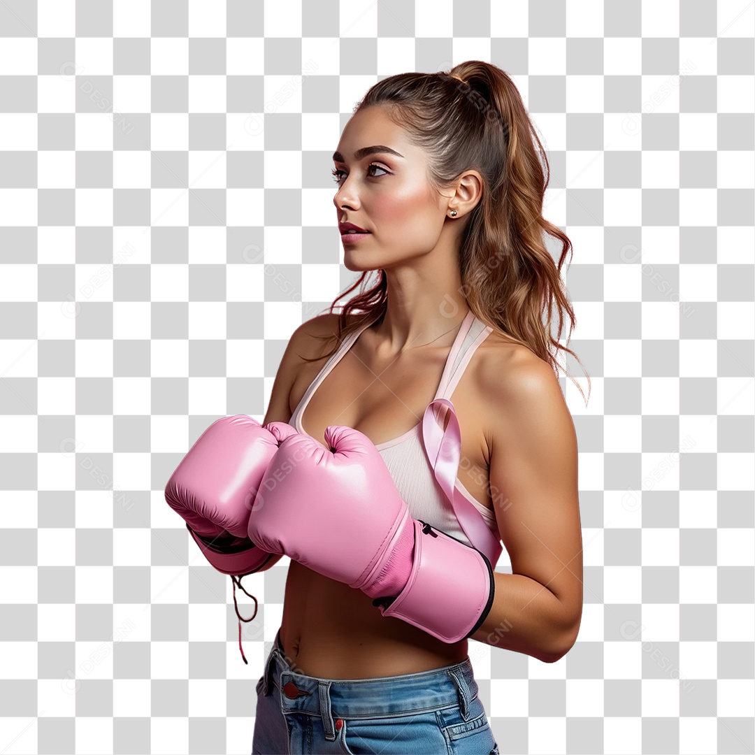 Mulher de Rosa Outubro Rosa Mês de Conscientização Sobre o Câncer de Mama PNG Transparente