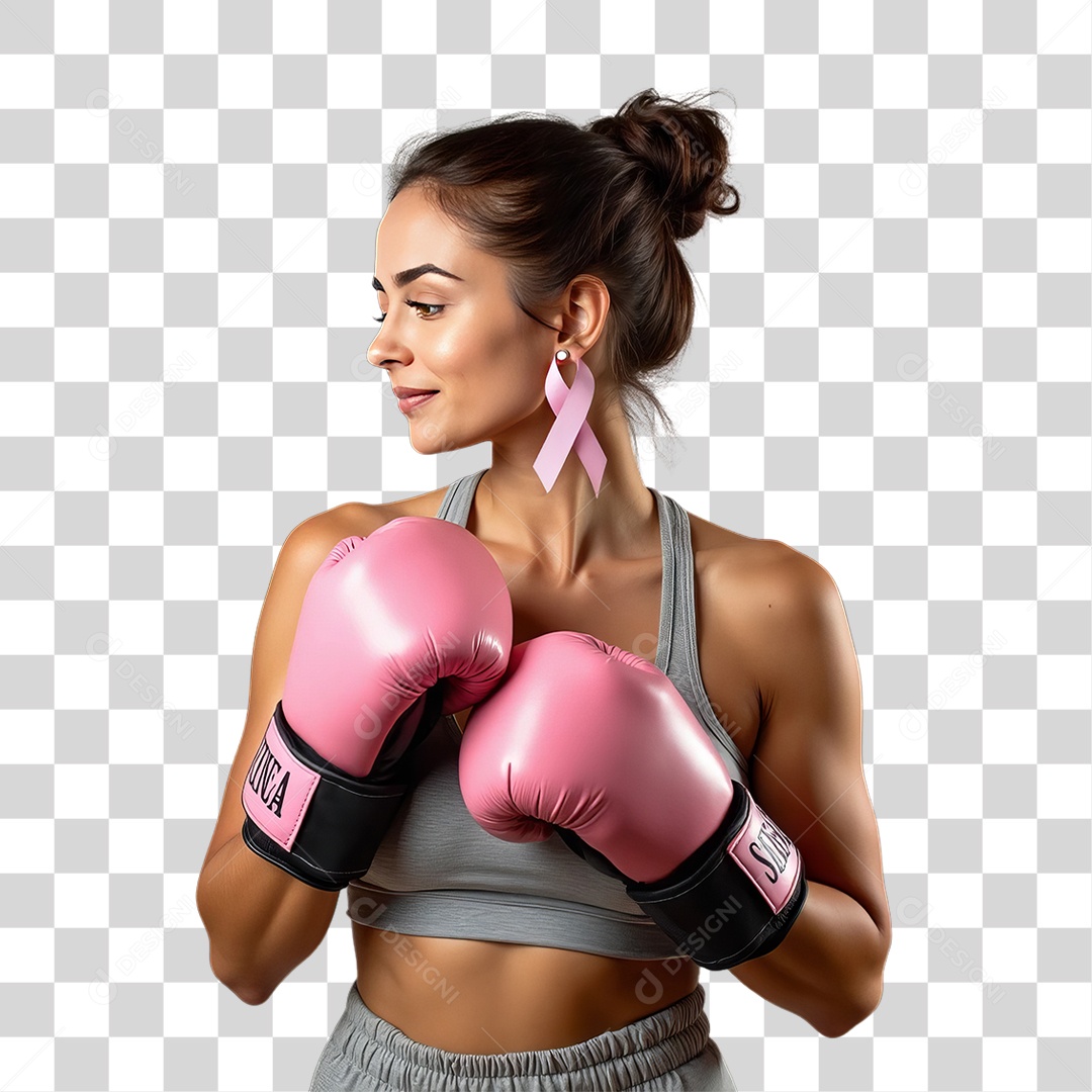 Mulher de Rosa Outubro Rosa Mês de Conscientização Sobre o Câncer de Mama PNG Transparente