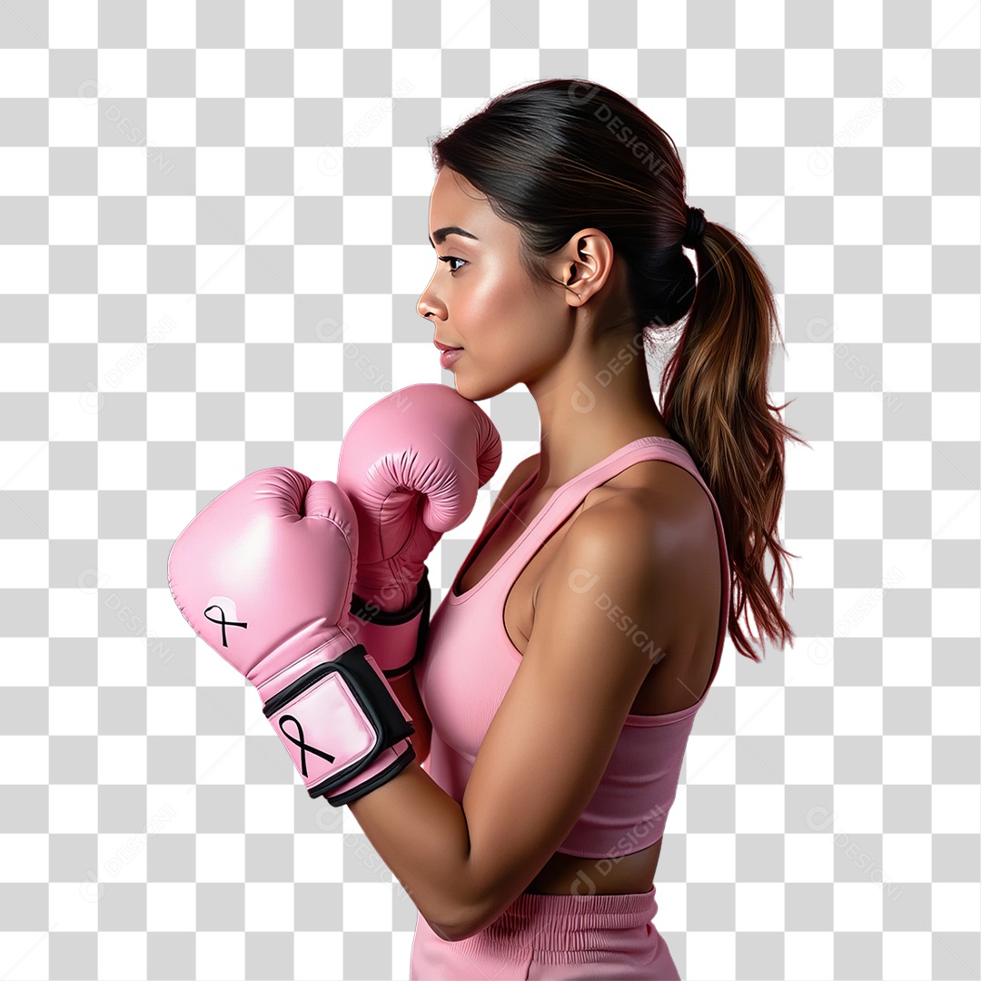 Mulher de Rosa Outubro Rosa Mês de Conscientização Sobre o Câncer de Mama PNG Transparente