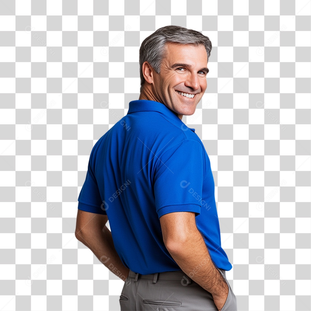 Homem de Camisa Azul Para Conscientização de Novembro Azul PNG Transparente