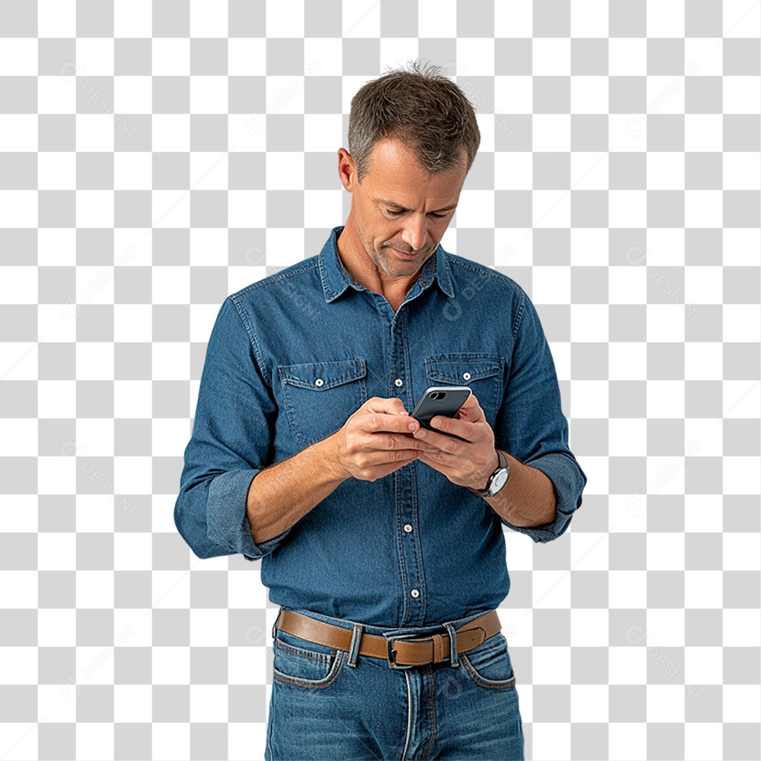 Homem de Camisa Azul Para Conscientização de Novembro Azul PNG Transparente