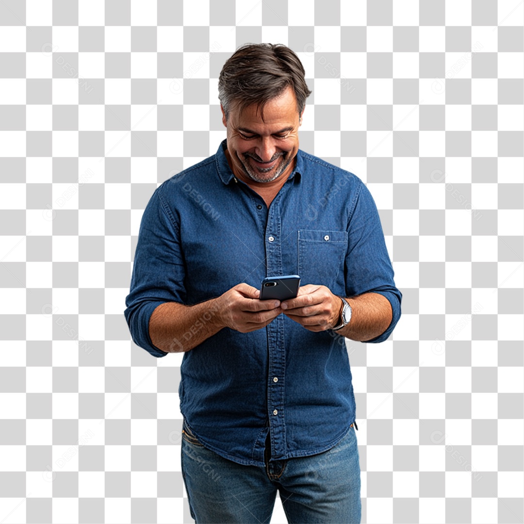 Homem de Camisa Azul Para Conscientização de Novembro Azul PNG Transparente