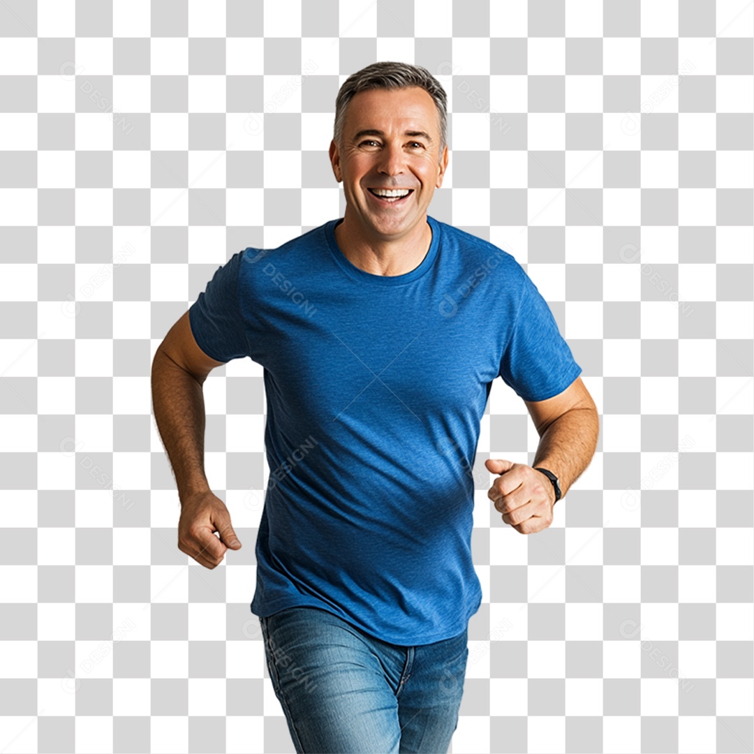 Homem de Camisa Azul Para Conscientização de Novembro Azul PNG Transparente