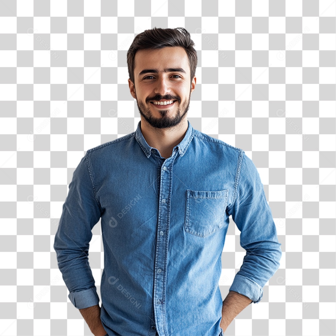 Homem de Camisa Azul Para Conscientização de Novembro Azul PNG Transparente