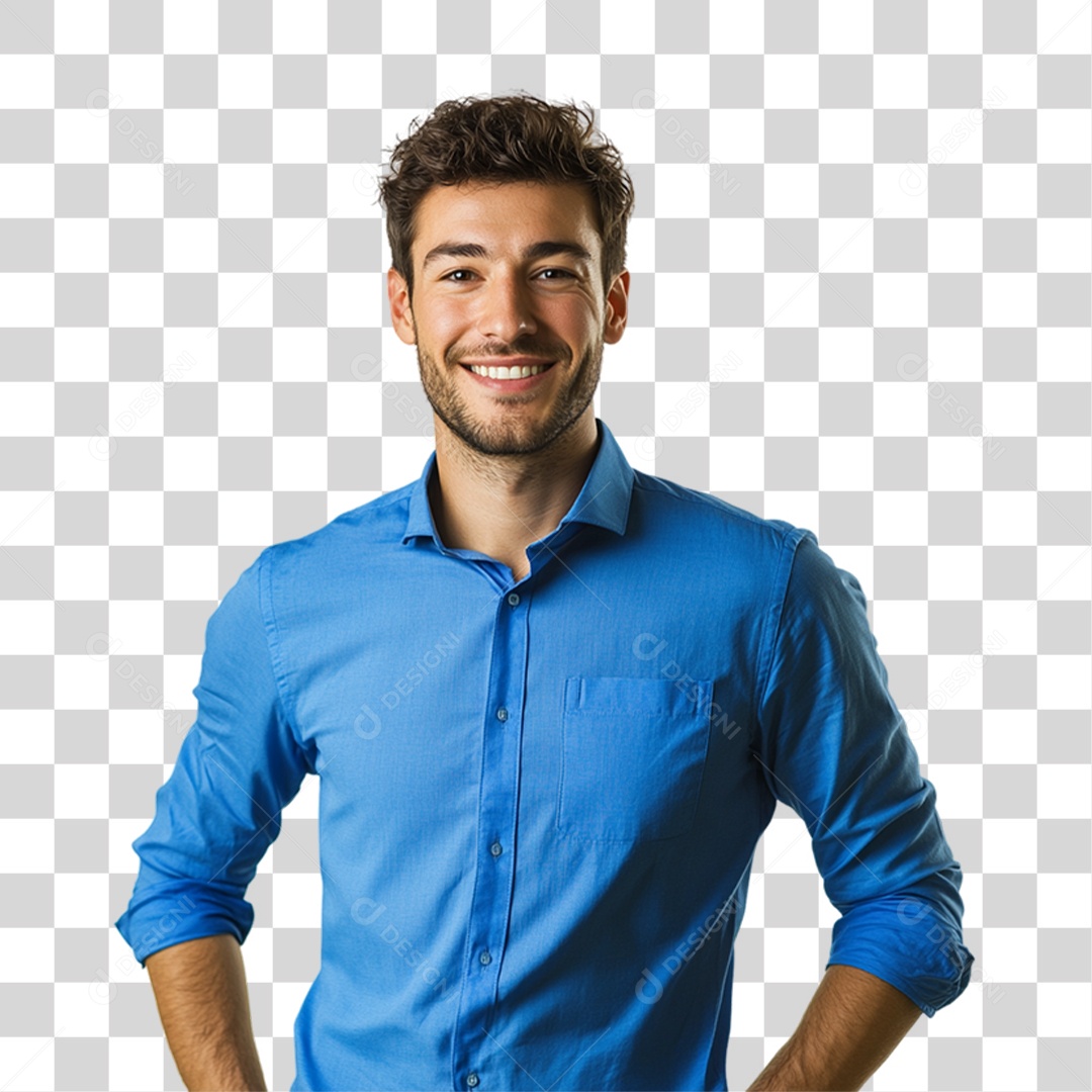 Homem de Camisa Azul Para Conscientização de Novembro Azul PNG Transparente