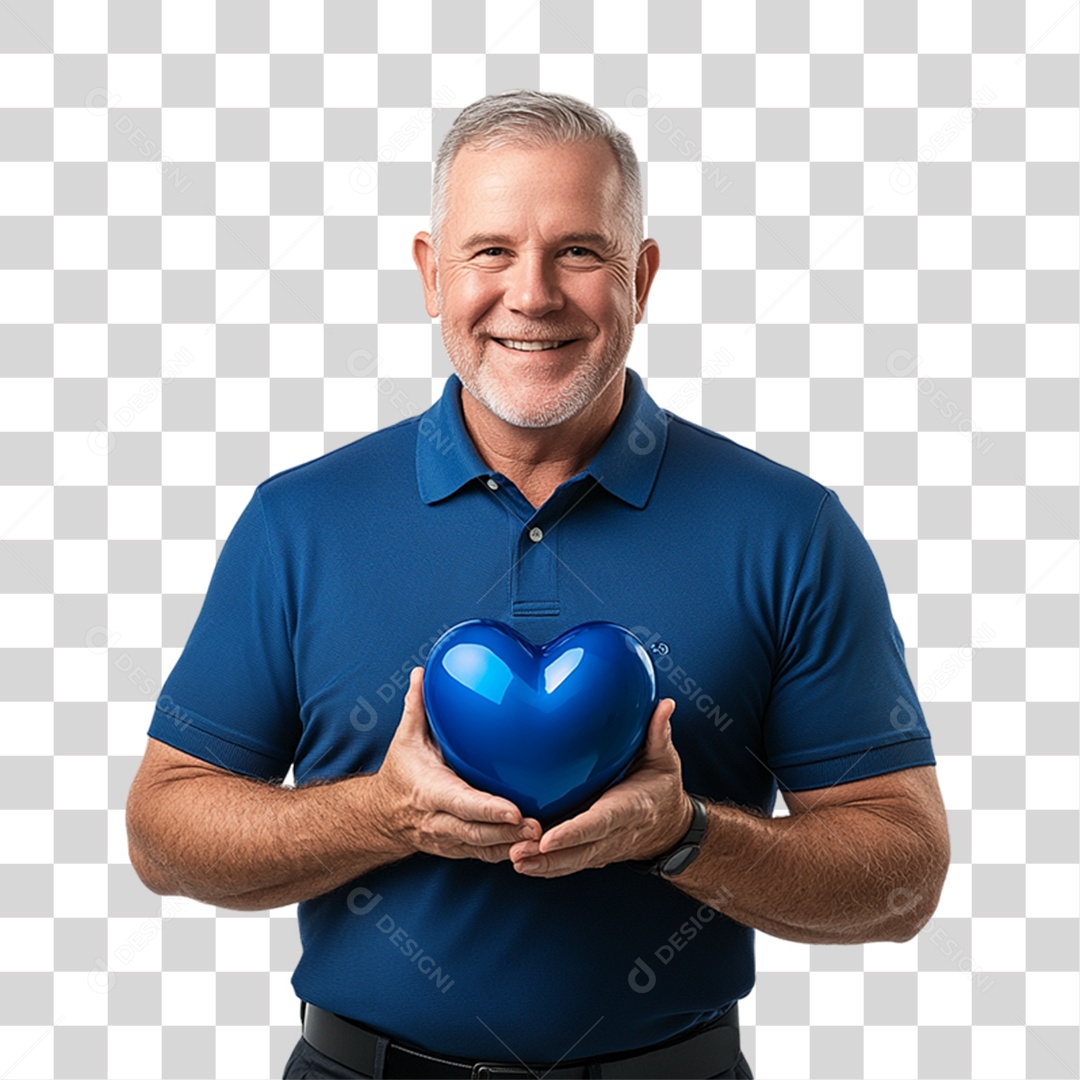 Homem de Camisa Azul Para Conscientização de Novembro Azul PNG Transparente