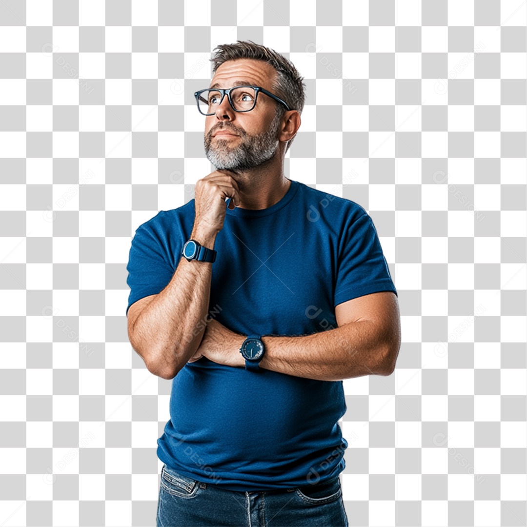 Homem de Camisa Azul Para Conscientização de Novembro Azul PNG Transparente