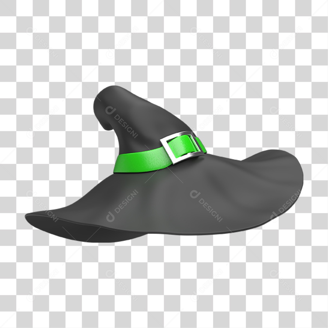 Elemento 3D Chapéu de Bruxa PNG Transparente