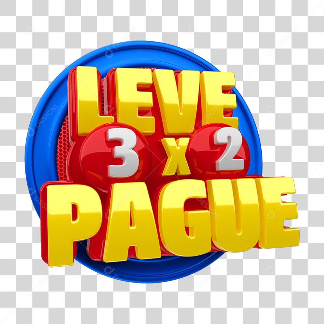 Selo 3D Leve 3 Pague 2 PNG Transparente