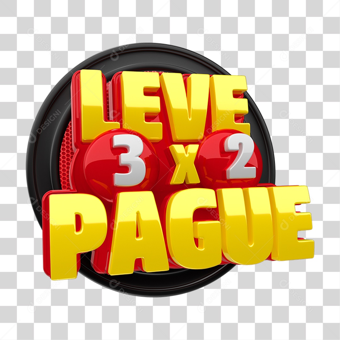 Selo 3D Leve 3 Pague 2 PNG Transparente