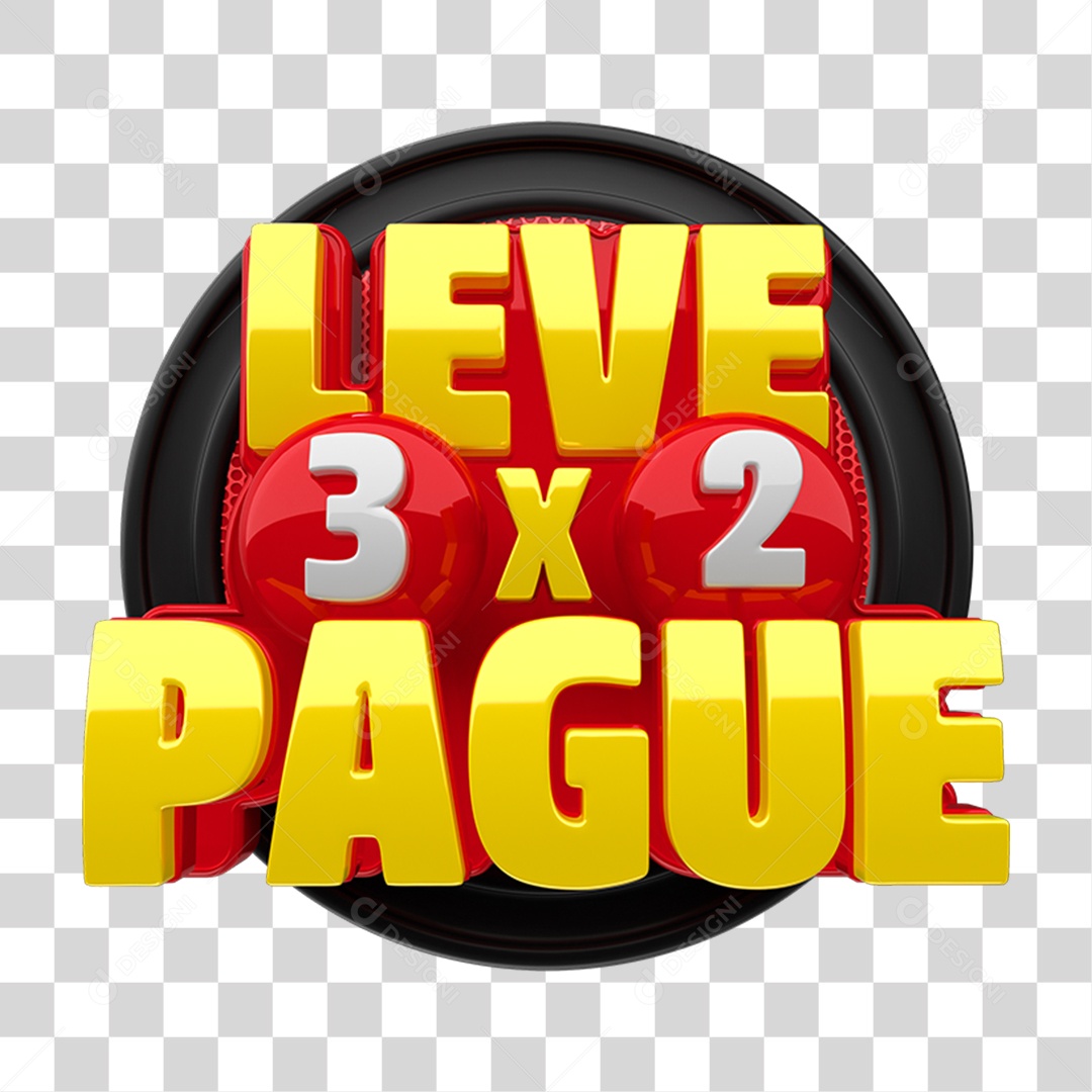 Selo 3D Leve 3 Pague 2 PNG Transparente