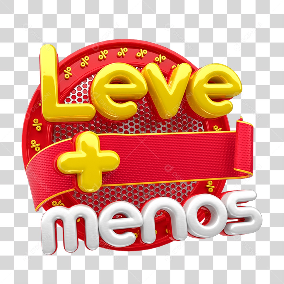 Selo 3D Leve + Menos PNG Transparente