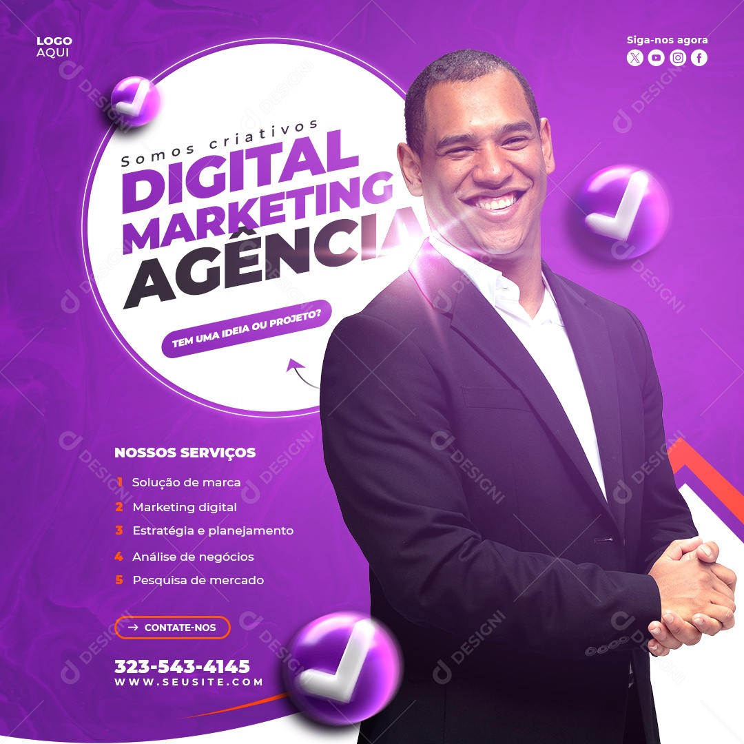 Agência Marketing Digital Social Media PSD Editável