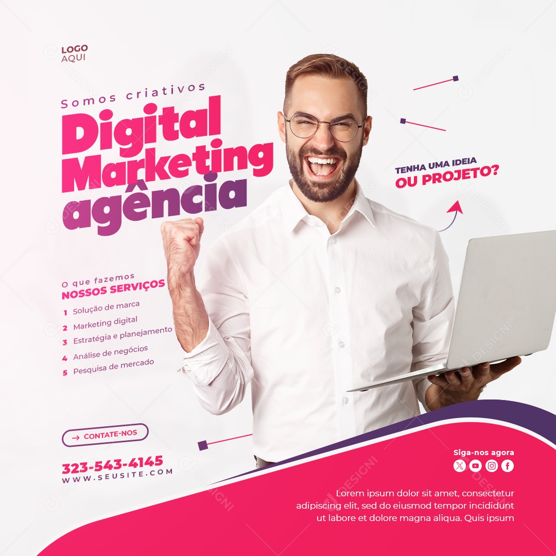 Agência Marketing Digital Social Media PSD Editável