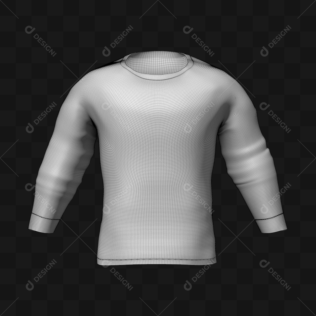 Camiseta Manga Longa - Modelo 3D